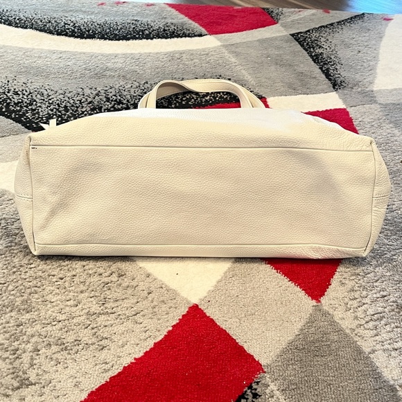Joy Mangano Clothes It All White Textured Leather Top Handle zip Closure Purse - Picture 10 of 16